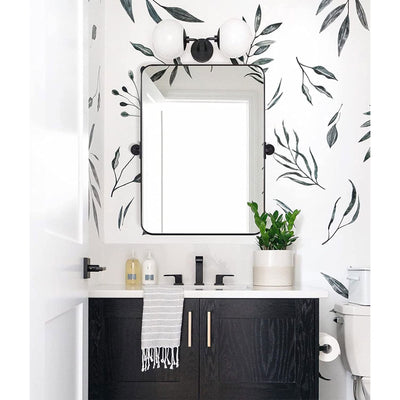 22 x 34 In Rectangular Wall Mounted Vanity Mirror, Matte Black (Used) - VMInnovations