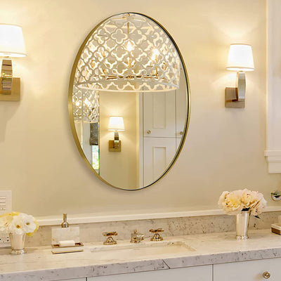 ANDY STAR Modern 20x28" Oval Wall Hanging Bathroom Vanity Mirror, Gold(Open Box)