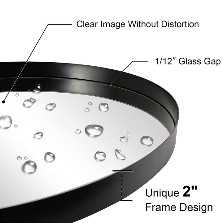 ANDY STAR 24"x36" Oval Hanging Deep Metal Frame Wall Mirror, Matte Black (Used)