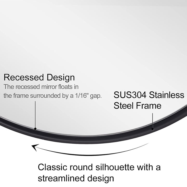 ANDY STAR 24"x36" Oval Hanging Deep Metal Frame Wall Mirror, Matte Black (Used)