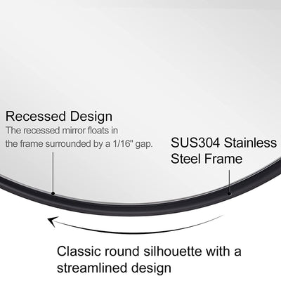 ANDY STAR 24"x36" Oval Hanging Deep Metal Frame Wall Mirror, Matte Black (Used) - VMInnovations