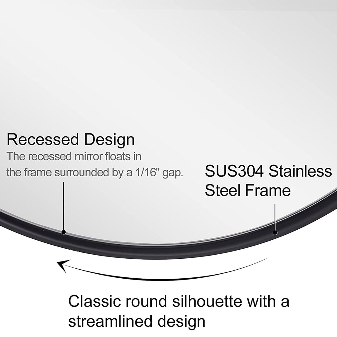 ANDY STAR 24"x36" Oval Hanging Deep Metal Frame Wall Mirror, Matte Black (Used)