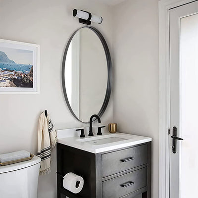 ANDY STAR 24"x36" Oval Hanging Deep Metal Frame Wall Mirror, Matte Black (Used) - VMInnovations