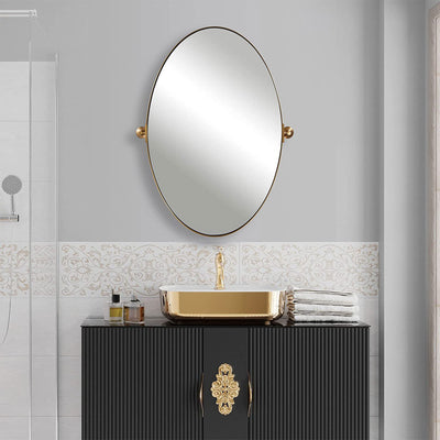 ANDY STAR 25 x 38 Oval Pivoting Adjustable Vanity Mirror w/Steel Frame(Open Box) - VMInnovations