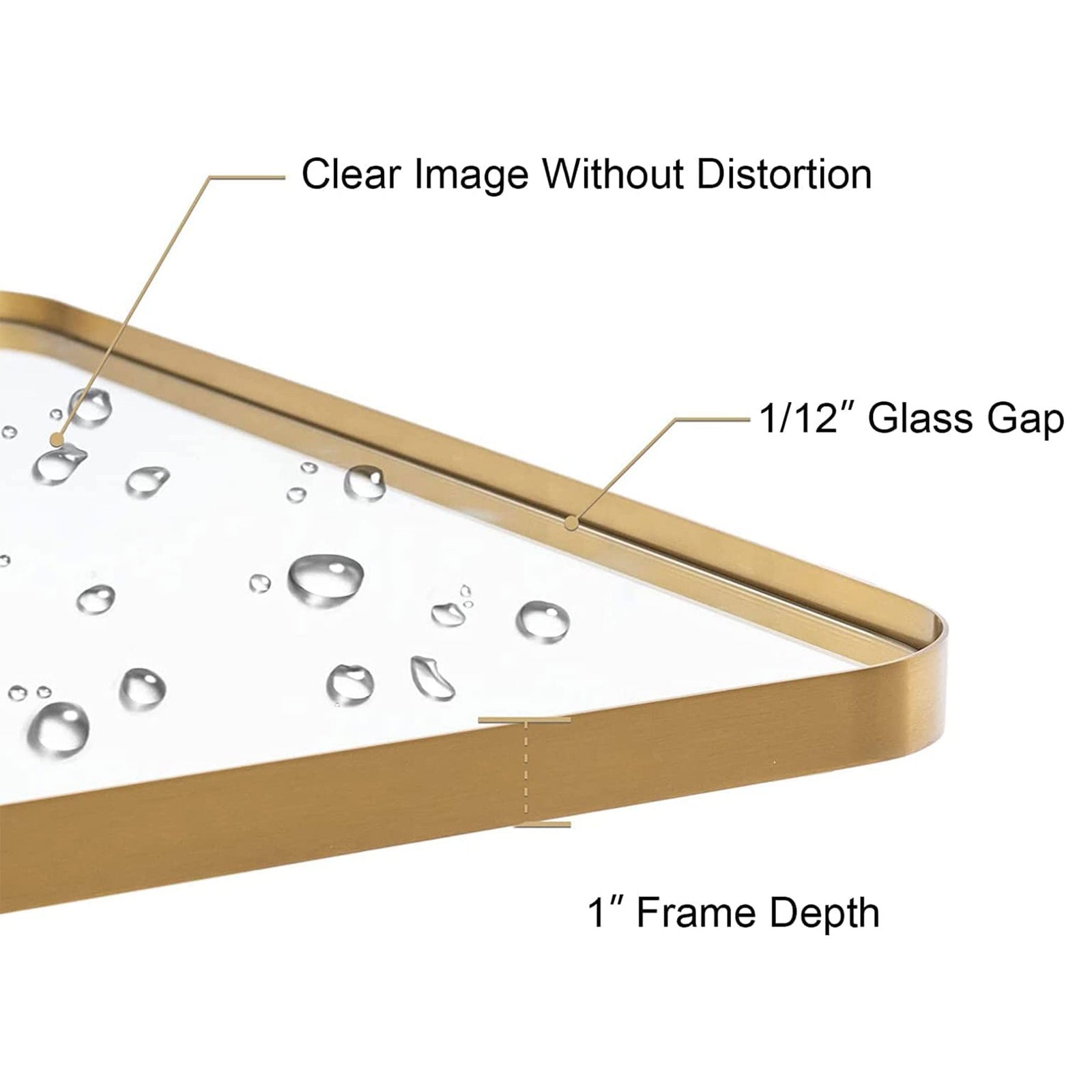 Modern 18 x 48 Inch Rectangular Full Body Length Mirror, Brushed Gold (Open Box) - VMInnovations
