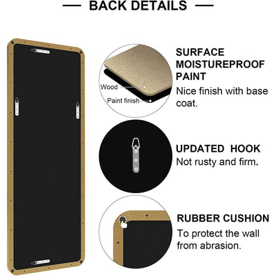 Modern 18 x 48 Inch Rectangular Full Body Length Mirror, Brushed Gold (Open Box) - VMInnovations