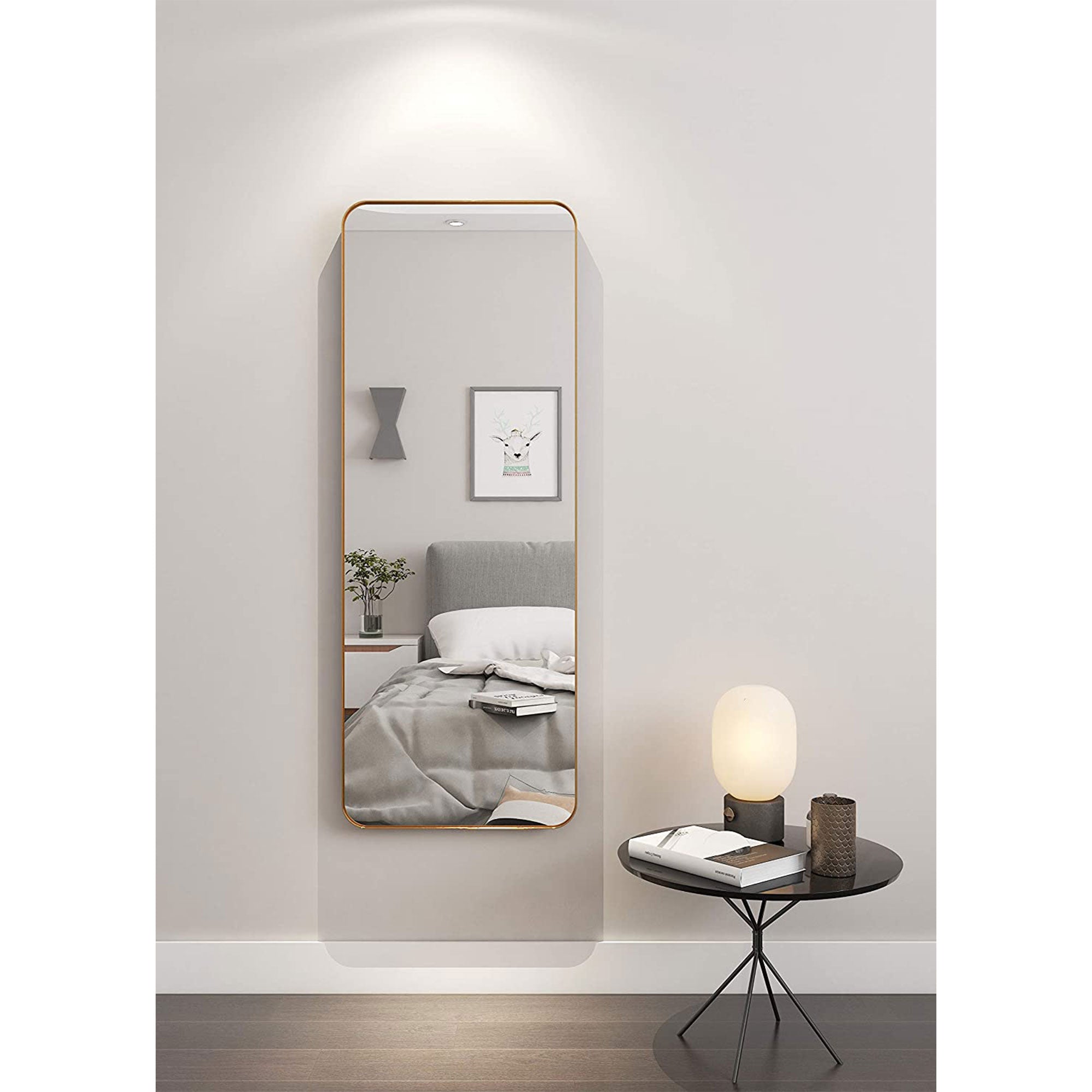 Modern 18 x 48 Inch Rectangular Full Body Length Mirror, Brushed Gold (Open Box) - VMInnovations
