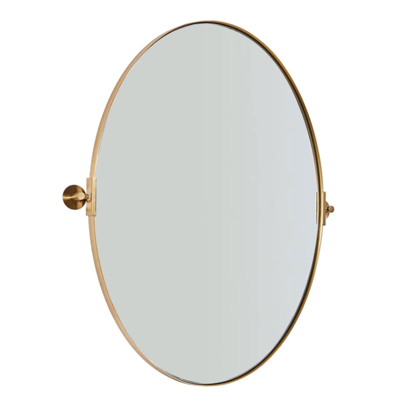 ANDY STAR 20" x 30" Oval Shaped Tilting Modern Vanity Mirror, Brushed Gold(Used)