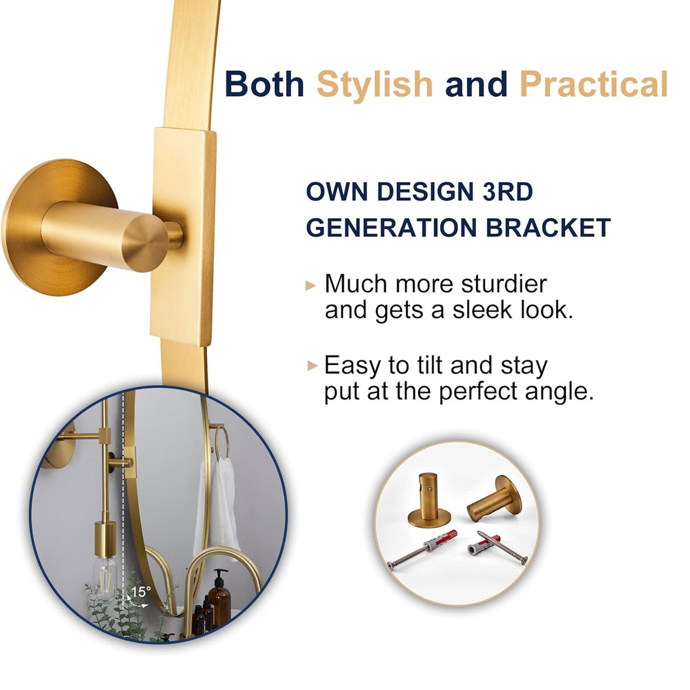 ANDY STAR 20" x 30" Oval Shaped Tilting Modern Vanity Mirror, Brushed Gold(Used) - VMInnovations