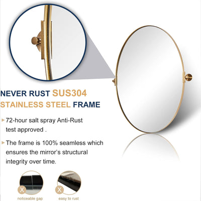 ANDY STAR 20 x 30 Inch Oval Shaped Tilting Modern Vanity Mirror, Gold (Open Box)