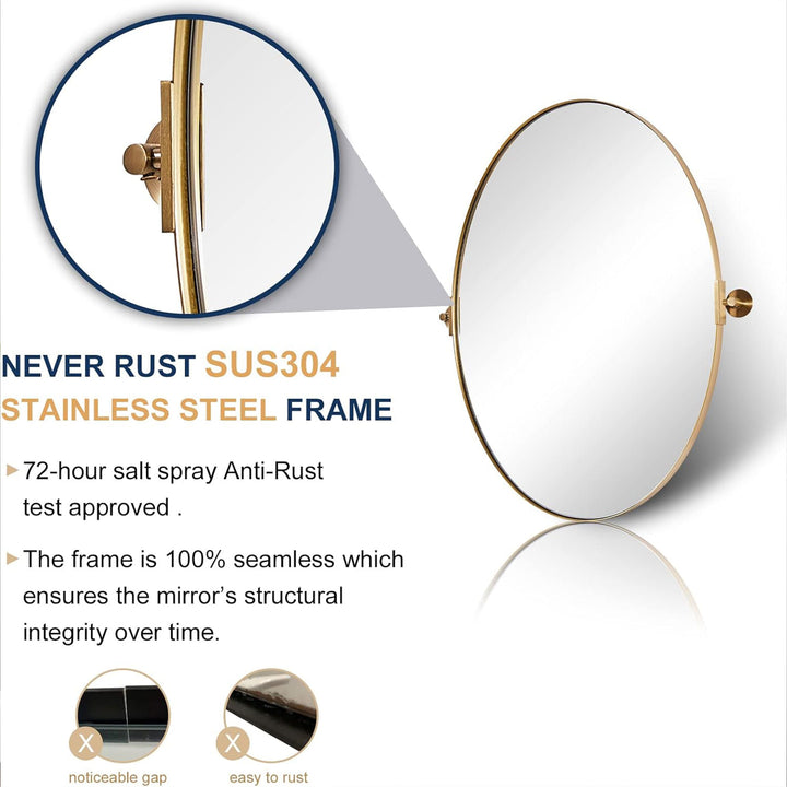 ANDY STAR 20" x 30" Oval Shaped Tilting Modern Vanity Mirror, Brushed Gold(Used)