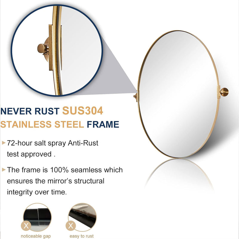 ANDY STAR 20 x 30 Inch Oval Shaped Tilting Modern Vanity Mirror, Gold (Open Box)