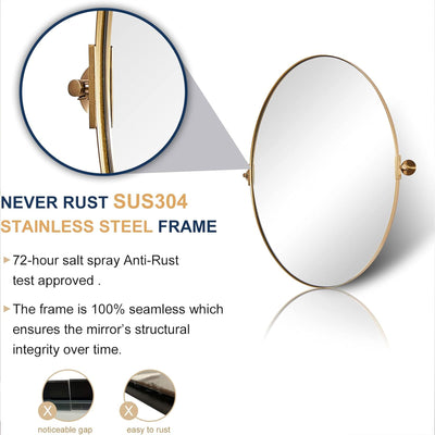 ANDY STAR 20" x 30" Oval Shaped Tilting Modern Vanity Mirror, Brushed Gold(Used)