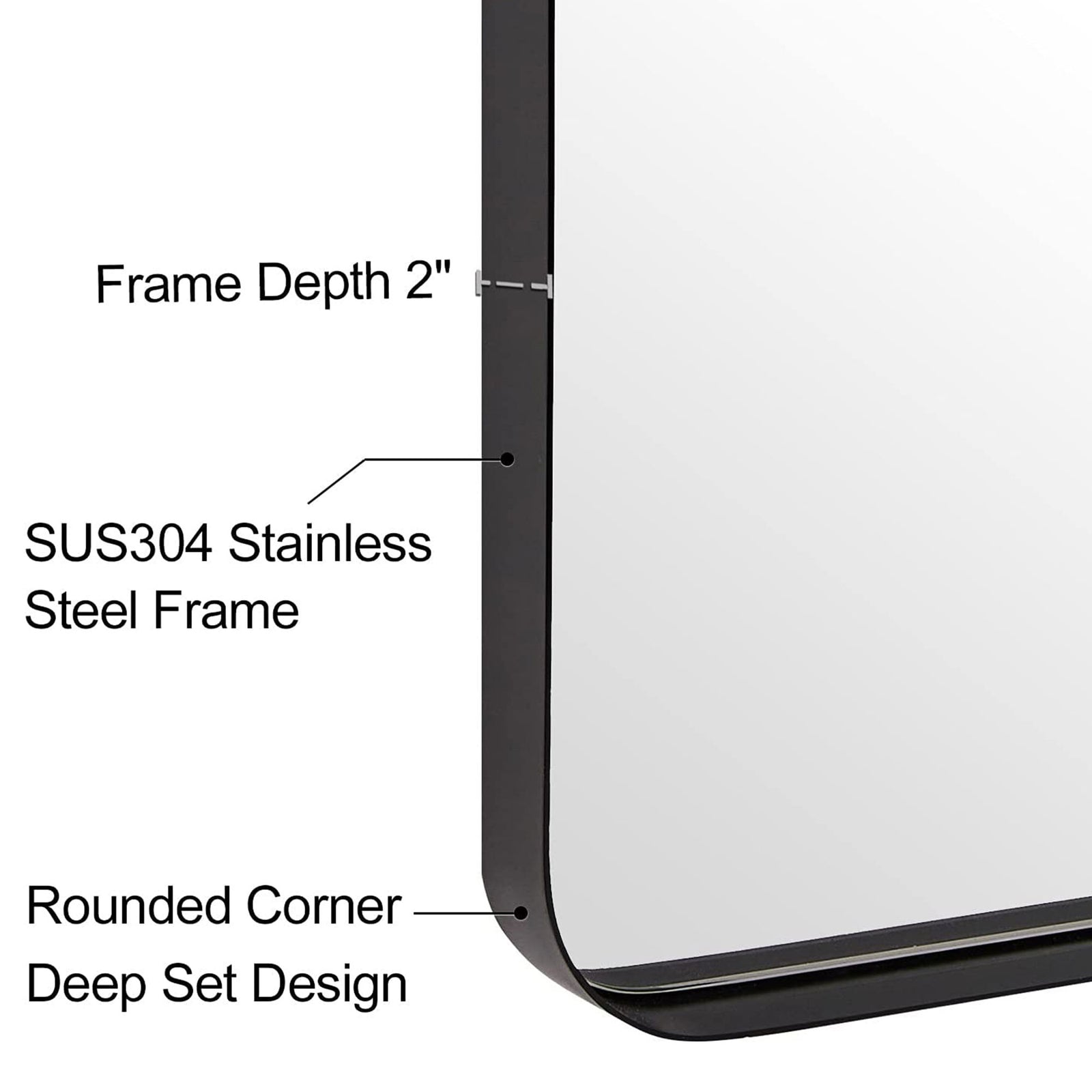 ANDY STAR 22 x 35 x 2 Inch Wall Mounted Arched Vanity Mirror, Black (Open Box) - VMInnovations
