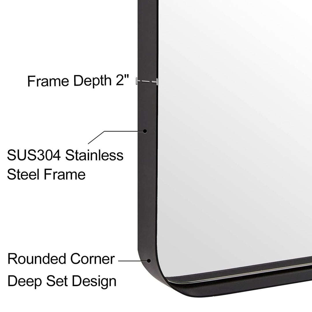 22 x 35 x 2 Inch Wall Mounted Metal Frame Arched Vanity Mirror, Black (Used) - VMInnovations