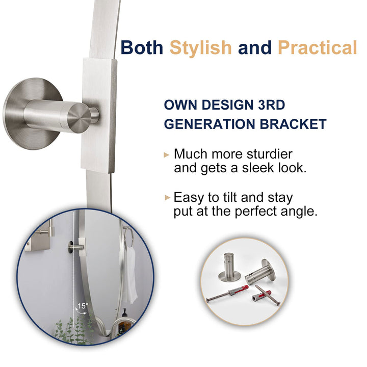 ANDY STAR Modern 22"x34" Oval Wall Hanging Bathroom Mirror, Brushed Nickel(Used) - VMInnovations