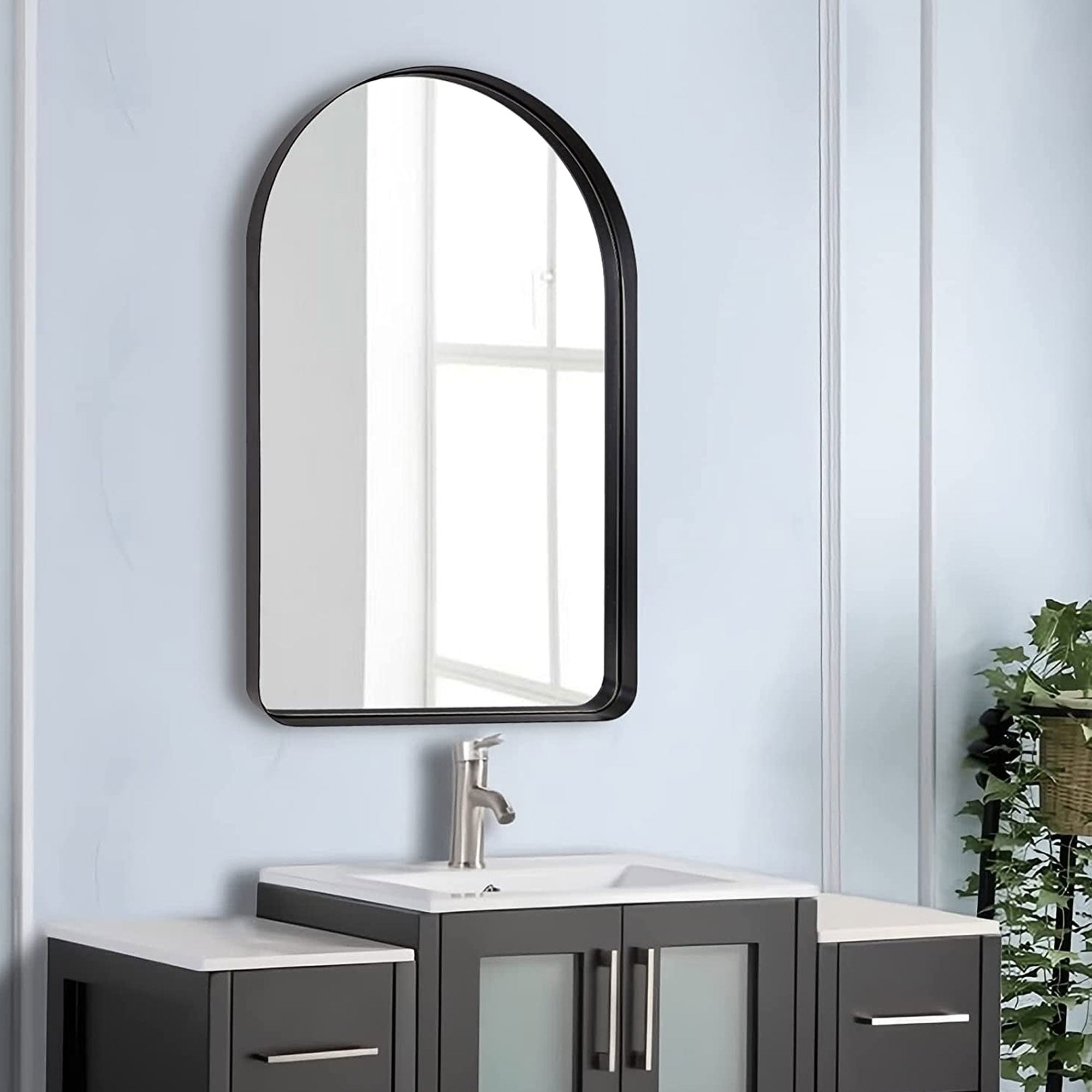 ANDY STAR Modern Wall Mounted Metal Frame Arched Vanity Mirror (Open Box) - VMInnovations