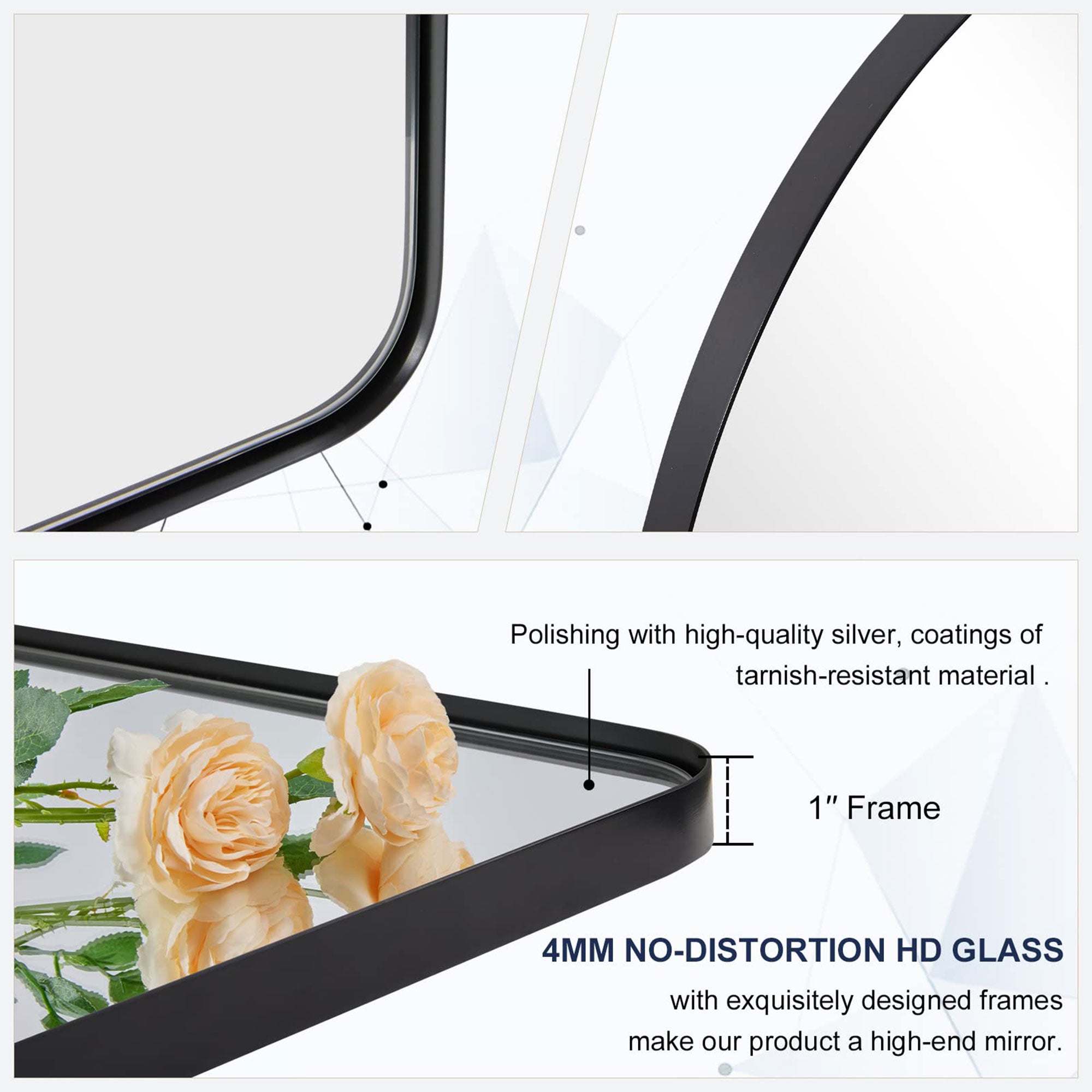 22 x 35 Inch Wall Mounted Metal Frame Arched Vanity Mirror, Black (Open Box) - VMInnovations