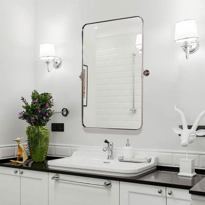 ANDY STAR 20 x 30 In Rectangular Tilting Modern Vanity Mirror, Nickel (Open Box) - VMInnovations