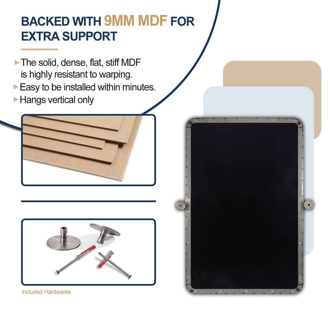 ANDY STAR 22 x 34 Inch Tilting Modern Vanity Mirror, Brushed Nickel (Used) - VMInnovations