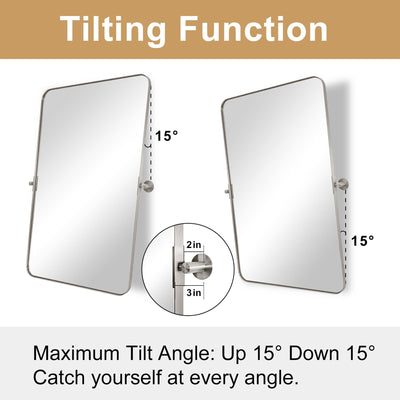 ANDY STAR 22 x 34 Inch Tilting Modern Vanity Mirror, Brushed Nickel (Used) - VMInnovations