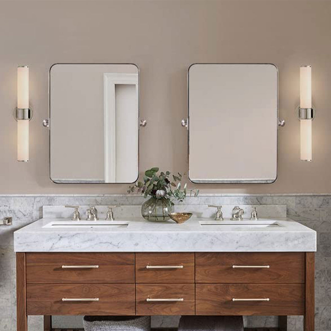 ANDY STAR 22 x 34 Inch Tilting Modern Vanity Mirror, Brushed Nickel (Used)