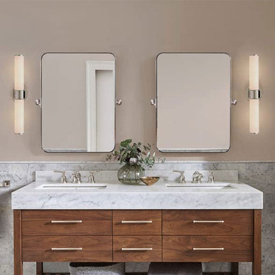ANDY STAR 22 x 34 Inch Tilting Modern Vanity Mirror, Brushed Nickel (Used) - VMInnovations