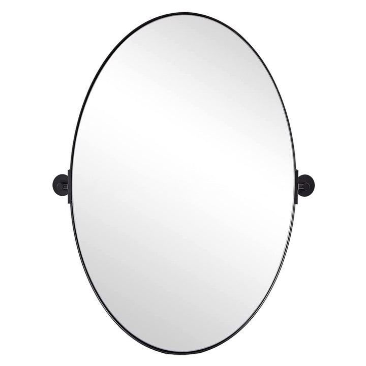 ANDY STAR Modern 25 x 38 Inch Oval Wall Hanging Bathroom Mirror, Matte Black