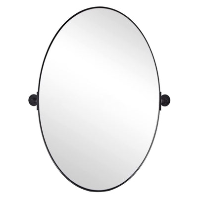 ANDY STAR Modern 25 x 38 Inch Oval Wall Hanging Bathroom Mirror, Matte Black