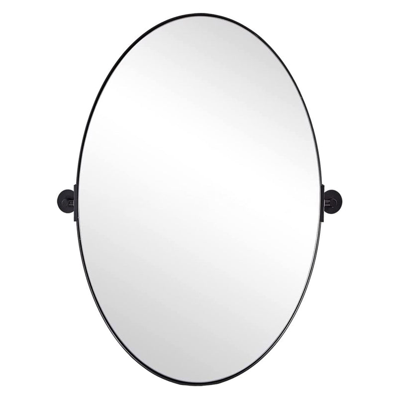 ANDY STAR Modern 25 x 38 Inch Oval Wall Hanging Bathroom Mirror, Matte Black