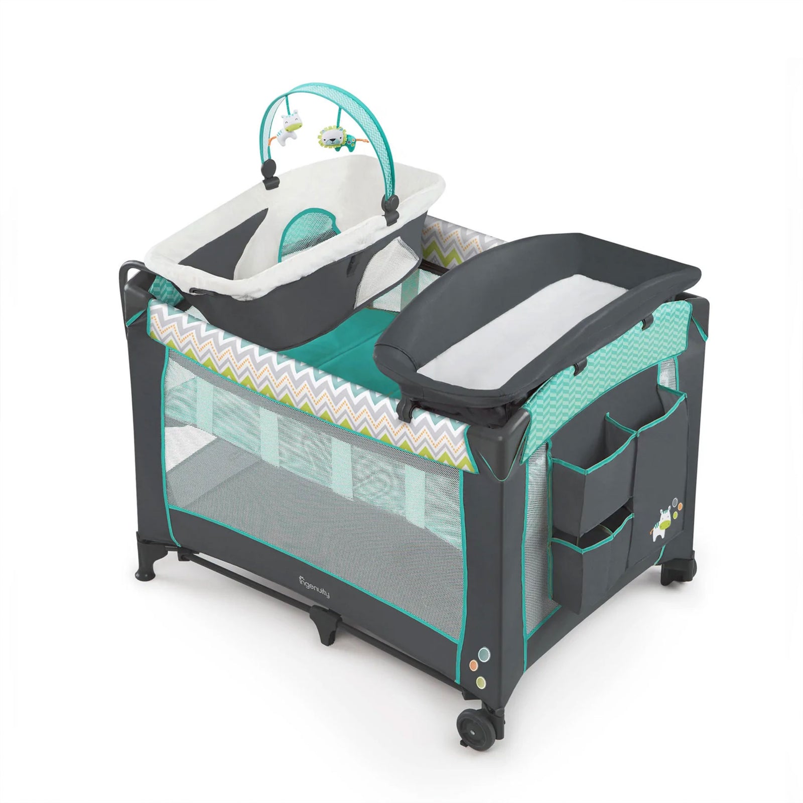 Ingenuity Smart and Simple Playard for Babies & Toddlers, Black & Teal Ridgedale - VMInnovations
