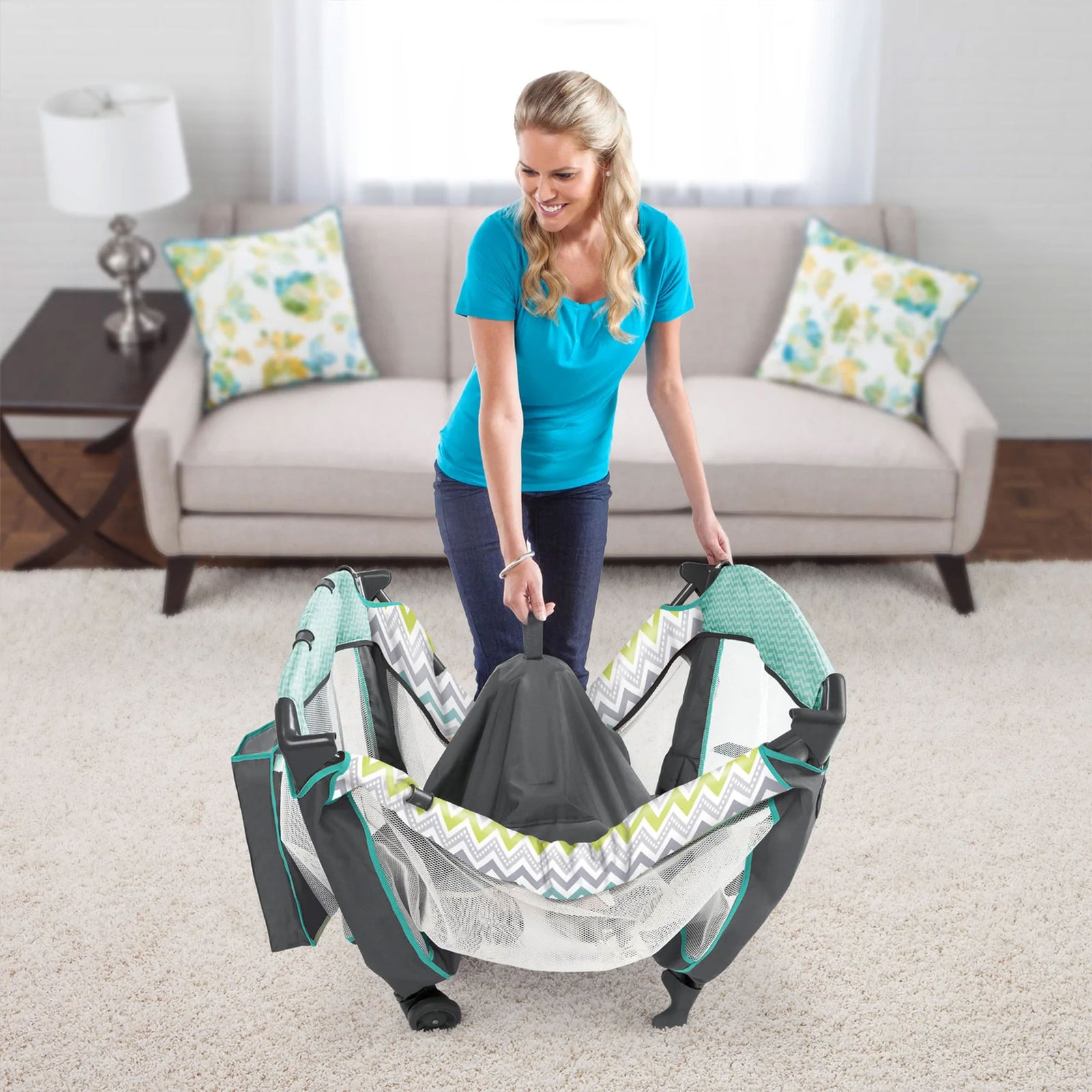 Ingenuity Smart and Simple Playard for Babies & Toddlers, Black & Teal Ridgedale - VMInnovations