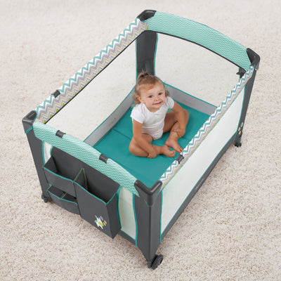 Ingenuity Smart and Simple Playard for Babies & Toddlers, Black & Teal Ridgedale - VMInnovations