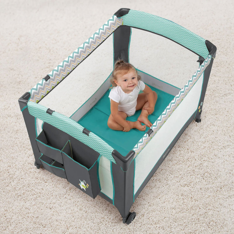 Ingenuity Smart and Simple Playard for Babies & Toddlers, Black & Teal Ridgedale