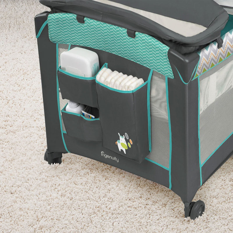 Ingenuity Smart and Simple Playard for Babies & Toddlers, Black & Teal Ridgedale