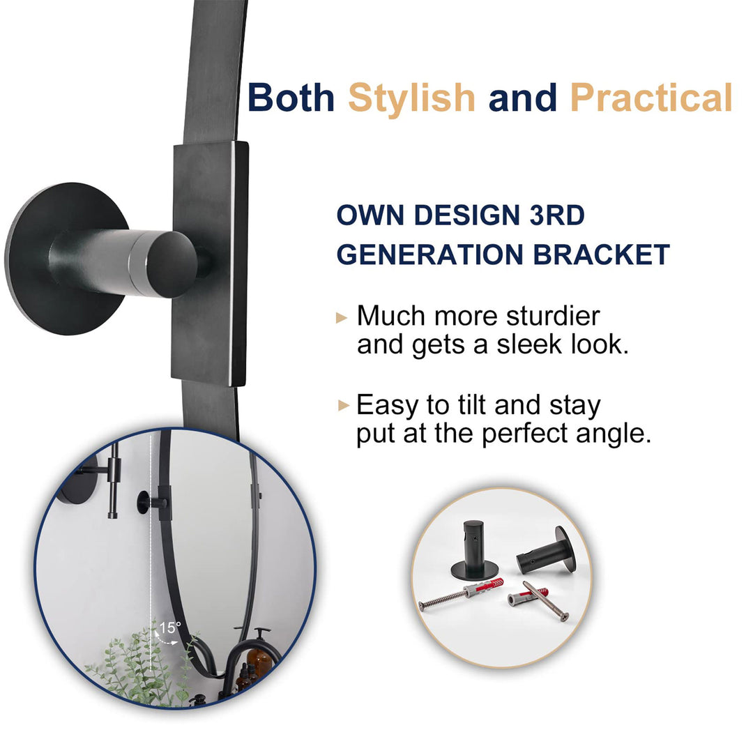 Modern 20 x 30" Oval Wall Hanging Bathroom Mirror, Matte Black (Open Box)