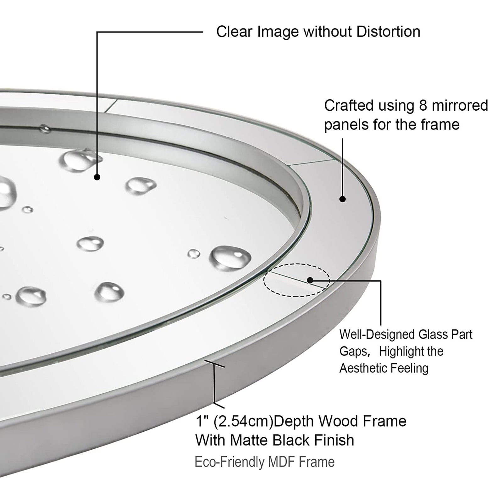ANDY STAR Modern 20 x 28 Oval Glass Surrounded Bathroom Mirror (Open Box) - VMInnovations