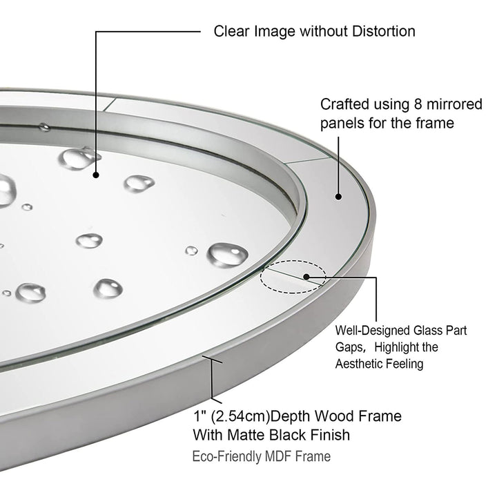 ANDY STAR Modern 20 x 28 Oval Glass Surrounded Bathroom Mirror (Open Box) - VMInnovations