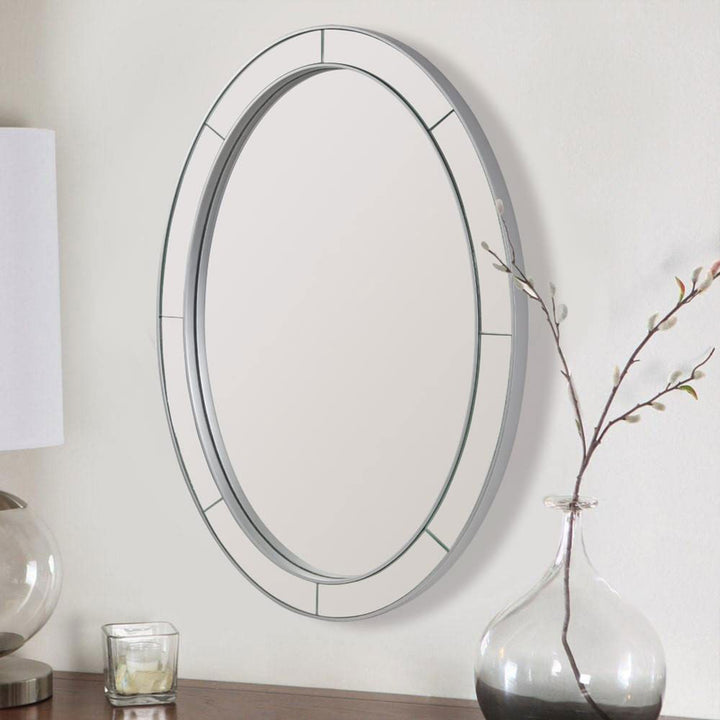 ANDY STAR Modern 20 x 28 Oval Glass Surrounded Bathroom Mirror (Open Box) - VMInnovations
