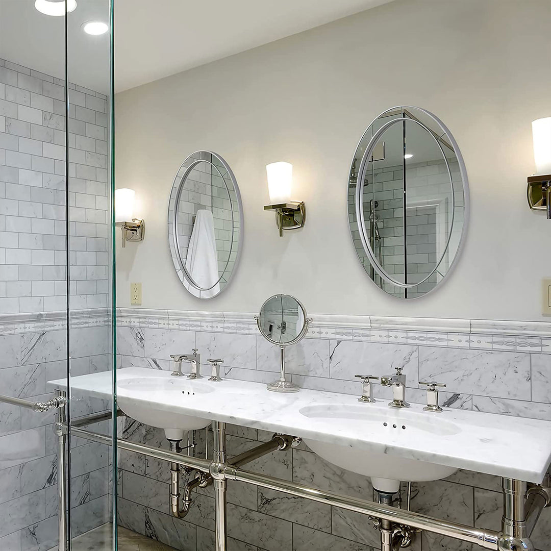 ANDY STAR Modern 20 x 28 Oval Glass Surrounded Bathroom Mirror (Open Box) - VMInnovations