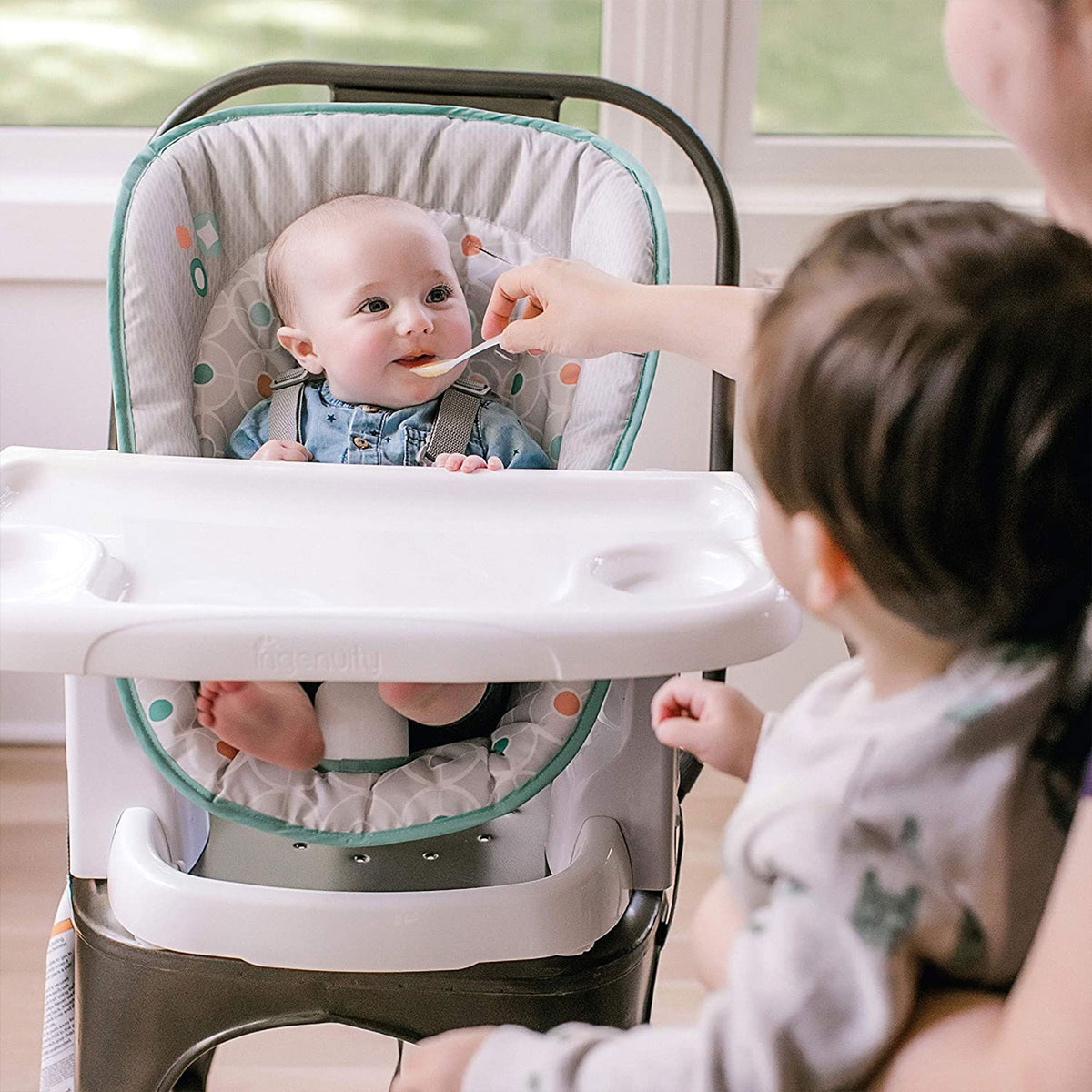Ingenuity Portable SmartClean ChairMate High Chair for 6 Month Old, Peacock Blue - VMInnovations