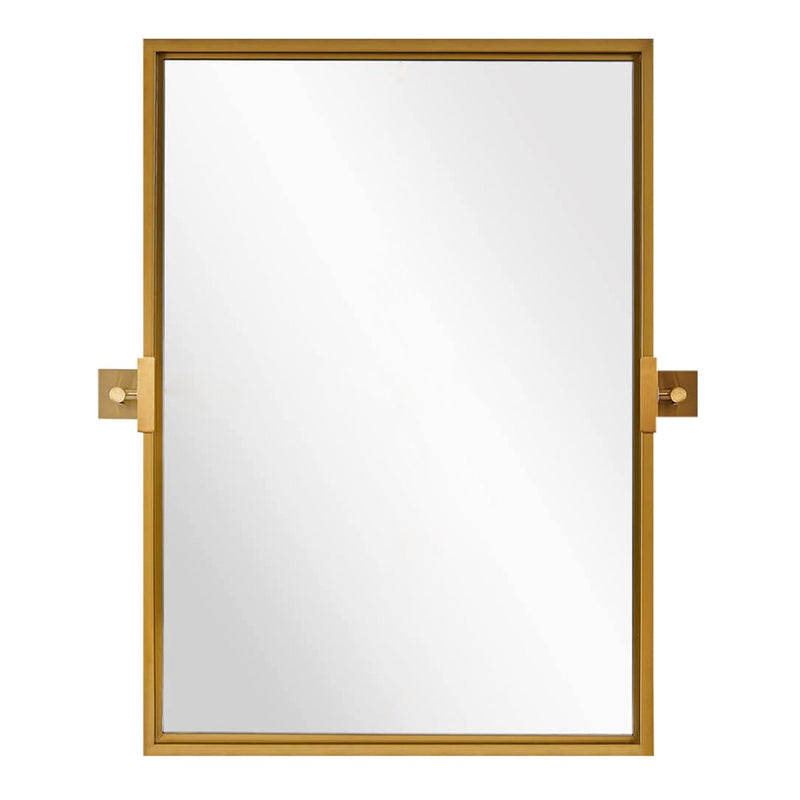 Moon Mirror 24 x 36 Inch Pivoted Wall Mounted Vanity Mirror, Gold (Open Box)
