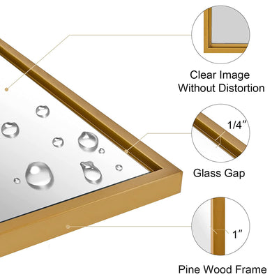 Moon Mirror 24"x36" Pivoted Rectangular Wall Mounted Vanity Mirror, Gold (Used) - VMInnovations