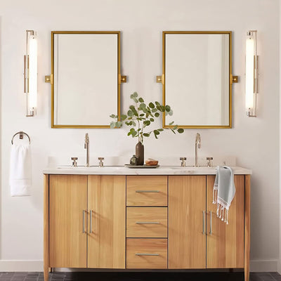 Moon Mirror 24"x36" Pivoted Rectangular Wall Mounted Vanity Mirror, Gold (Used) - VMInnovations
