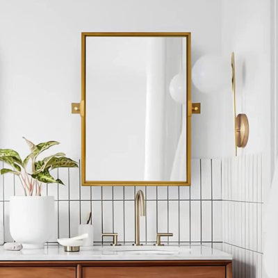 Moon Mirror 24"x36" Pivoted Rectangular Wall Mounted Vanity Mirror, Gold (Used) - VMInnovations