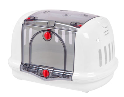 IRIS USA See-Through Small Animal Pet Carrier w/ Carry Handle, White (Open Box)