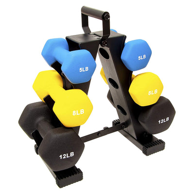 BalanceFrom Fitness 5, 8, and 12 Pound Neoprene Coated Dumbbell Set with Stand