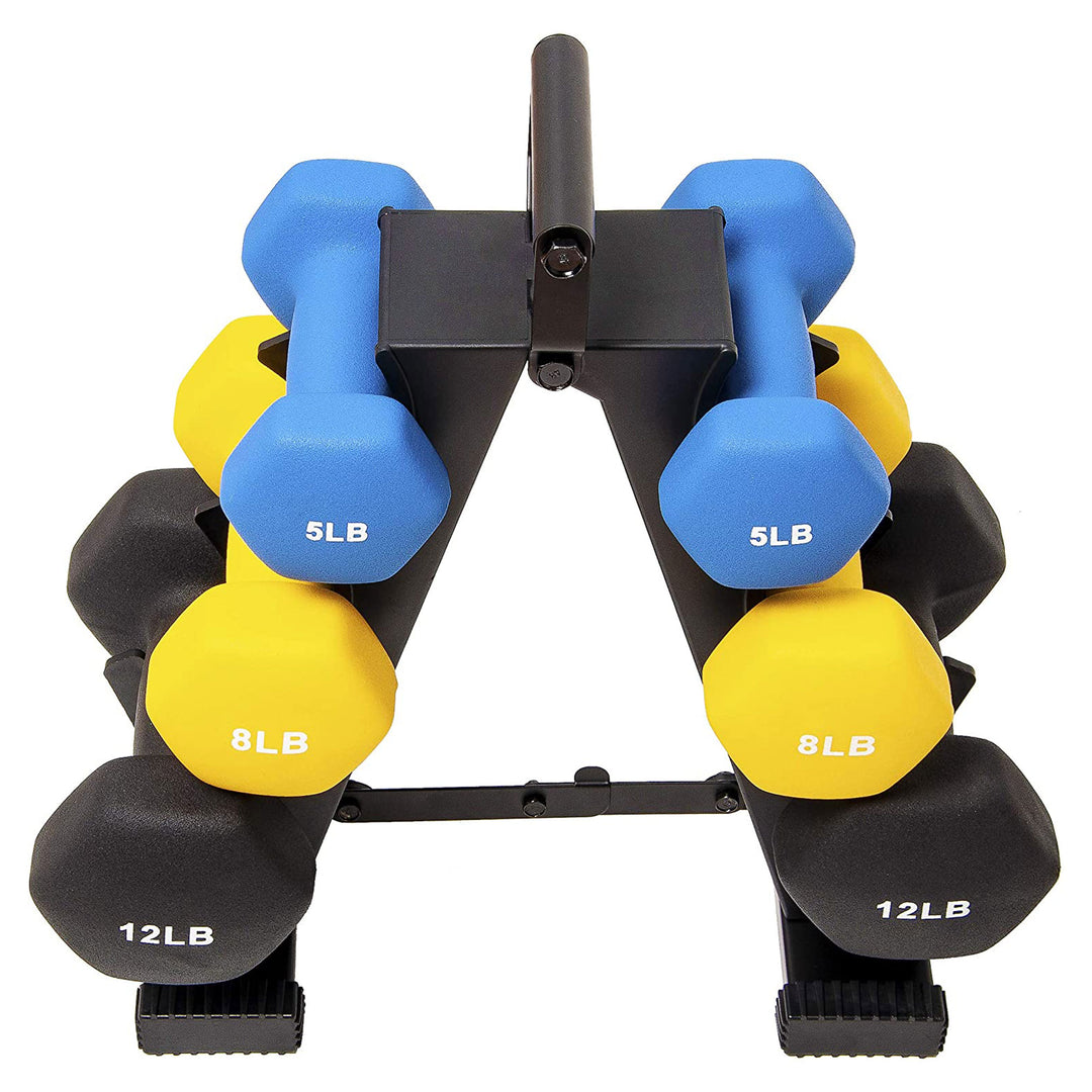 BalanceFrom Fitness 5, 8, and 12 Pound Neoprene Coated Dumbbell Set with Stand - VMInnovations