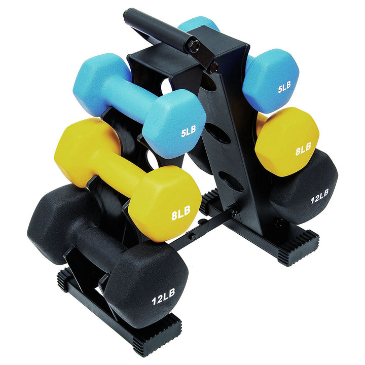 BalanceFrom Fitness 5, 8, & 12lb Neoprene Coated Dumbbell Set w/Stand (Open Box)