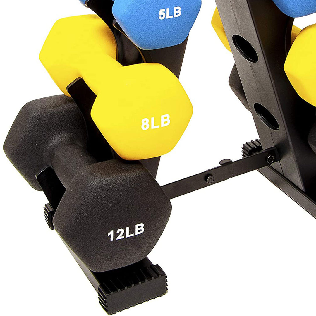 BalanceFrom Fitness 5, 8, and 12 Pound Neoprene Coated Dumbbell Set with Stand - VMInnovations